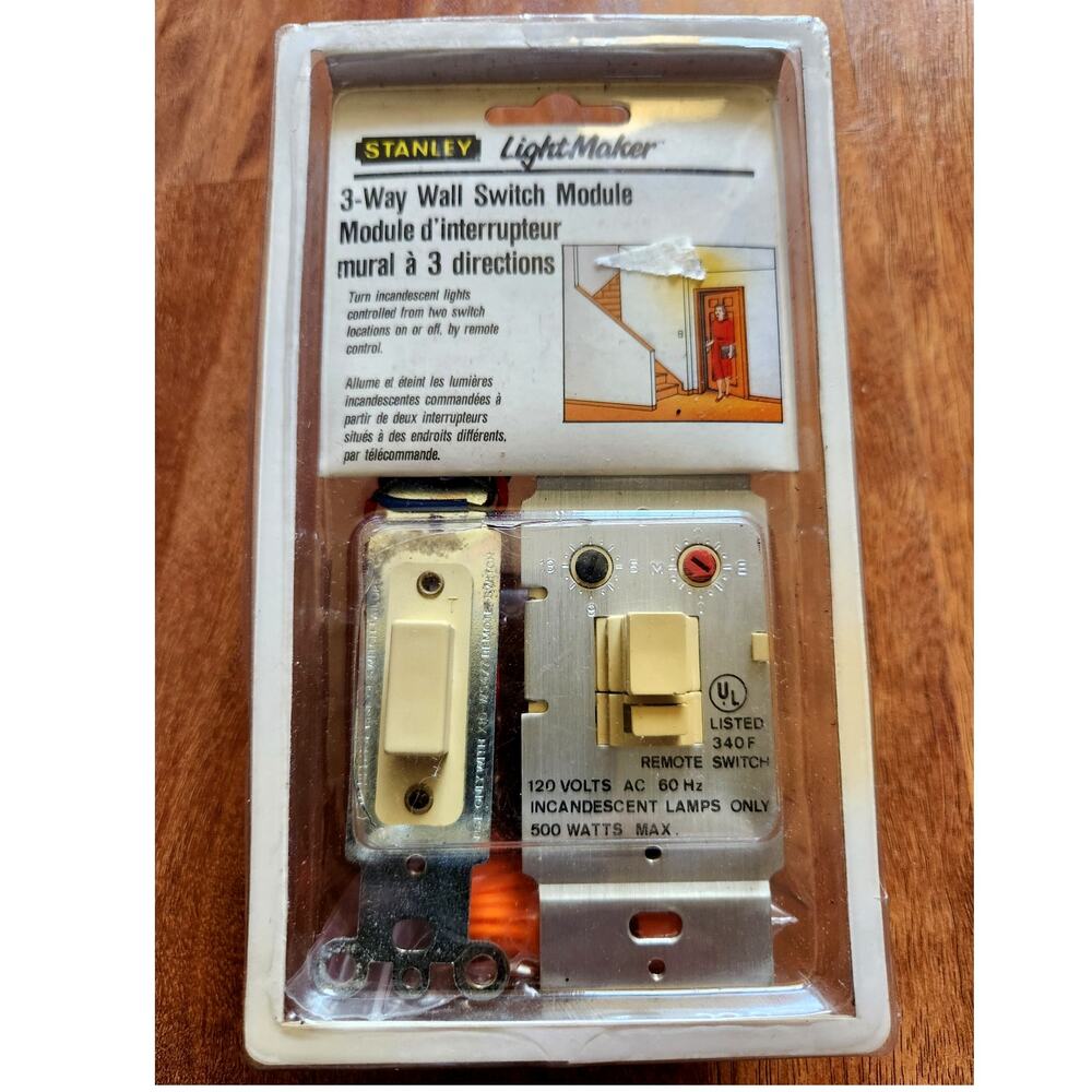 Stanley 3 Way Wall Light Switch Module 370-2476 New Old Stock